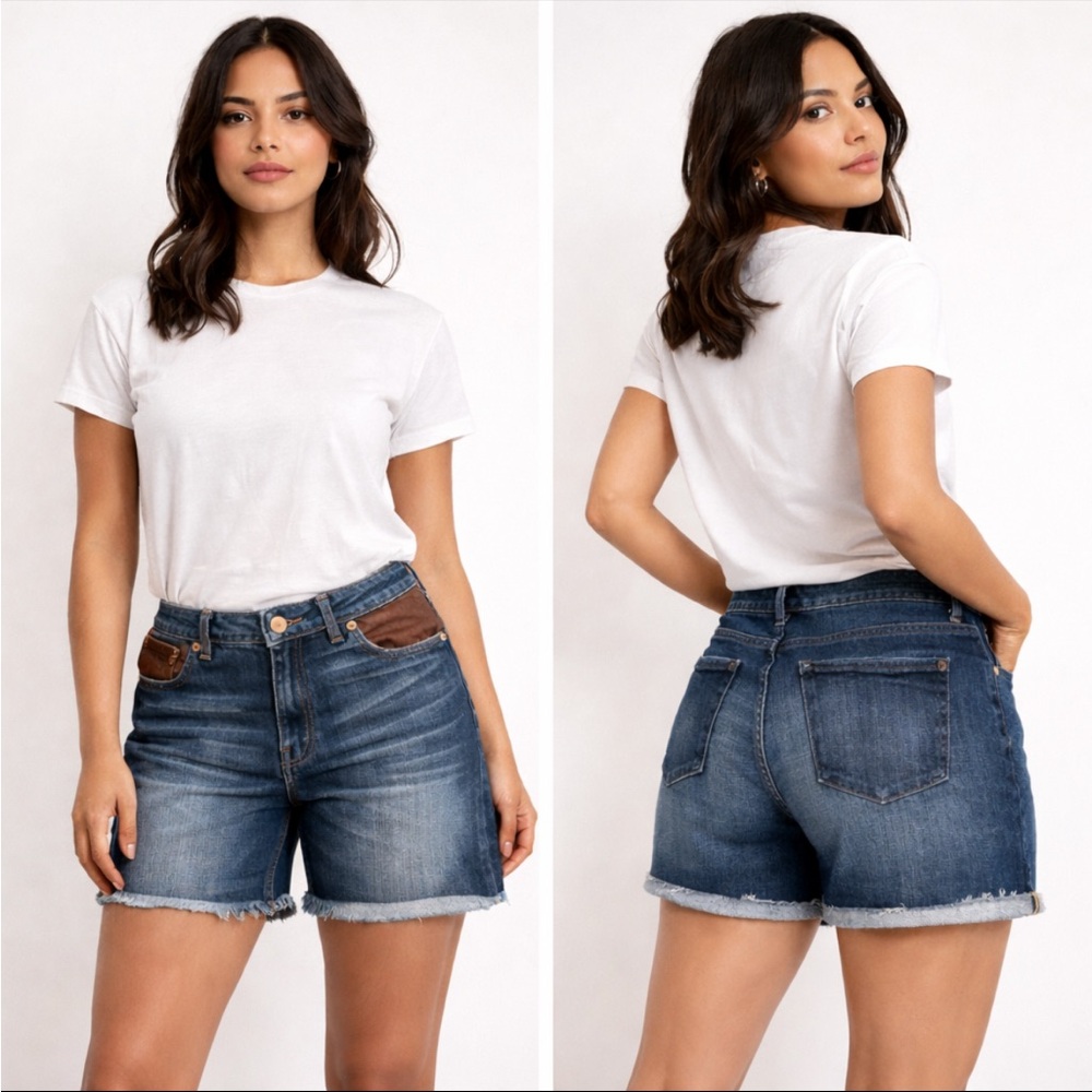 Madewell Mid Rise Curvy Denim jorts Women's Jean Shorts Raw Hem Med Wash Size 29